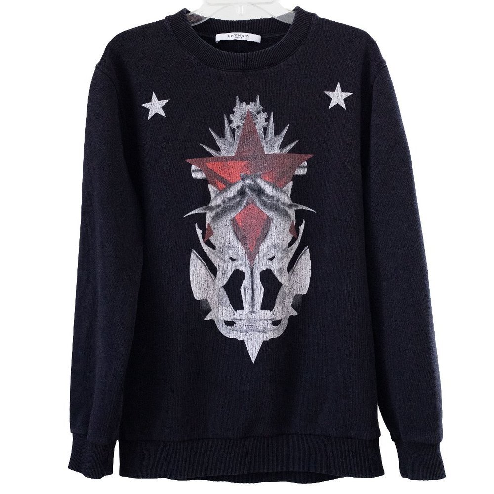 Givenchy Paris Men's Black Graphic Sweatshirt Size M Rare HTF Graphic Star Shark